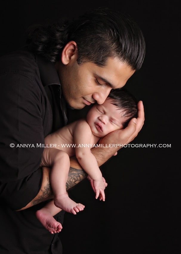 Toronto newborn photography of Dad and baby