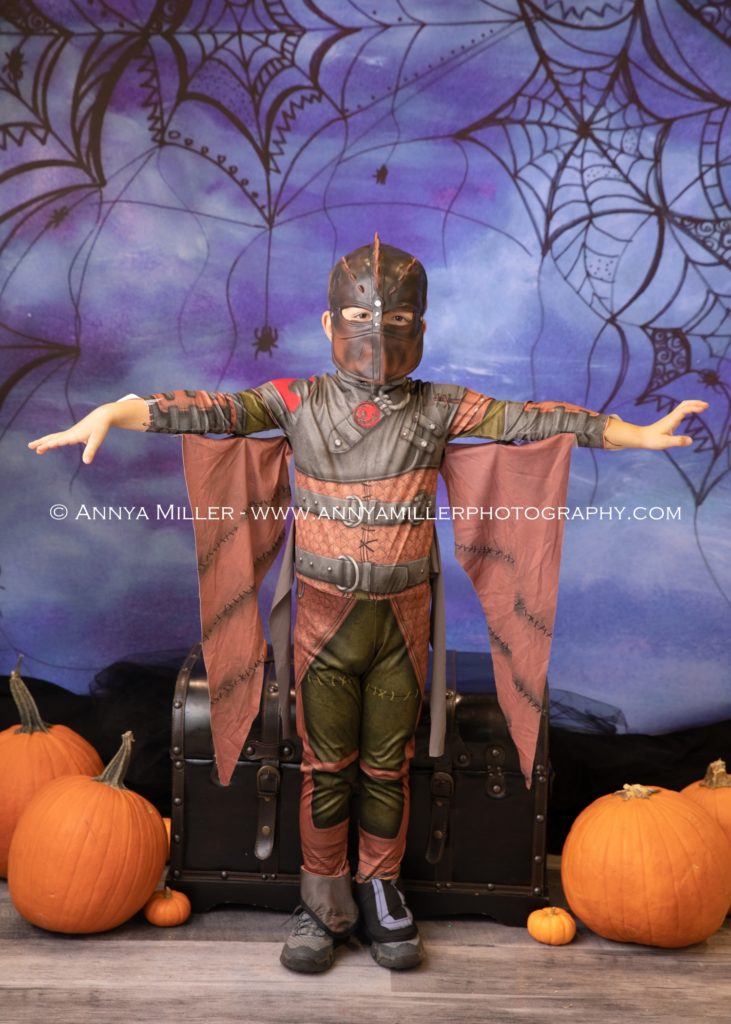 Kid in Costume at Durham Region Halloween Charity event by Pickering baby photographer Annya Miller