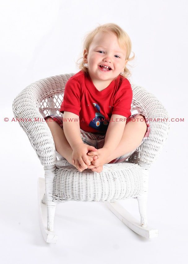 Durham region children's photography of little boy in chair