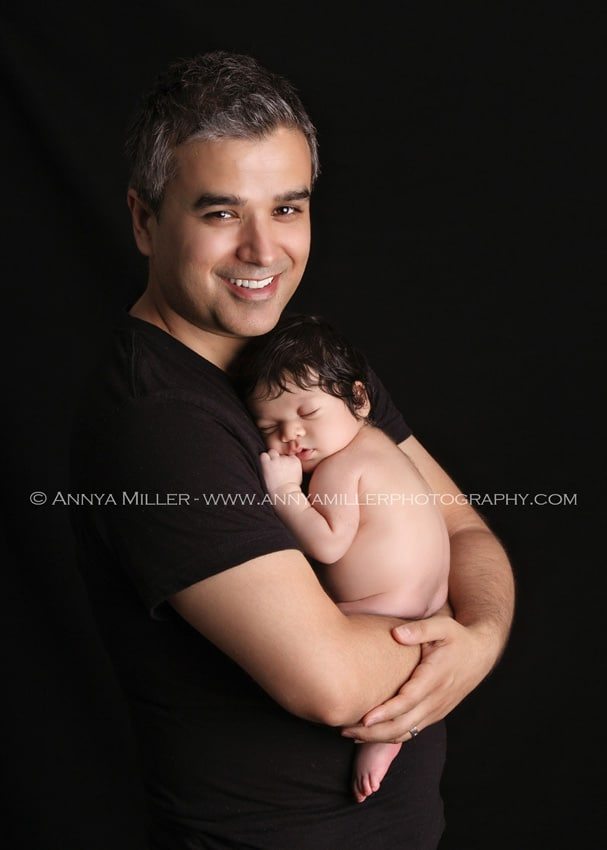 Durham baby photography of newborn boy with father