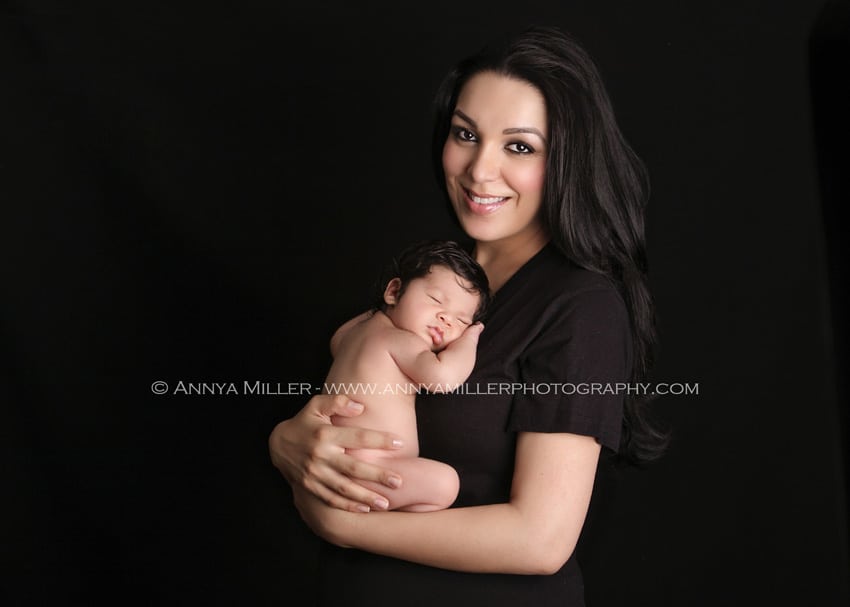 Durham baby photography of newborn boy with mother