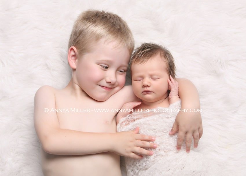Newborn photography of siblings in pickering