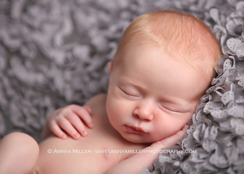 Baby portrait by newborn photographer Annya Miller in Durham region