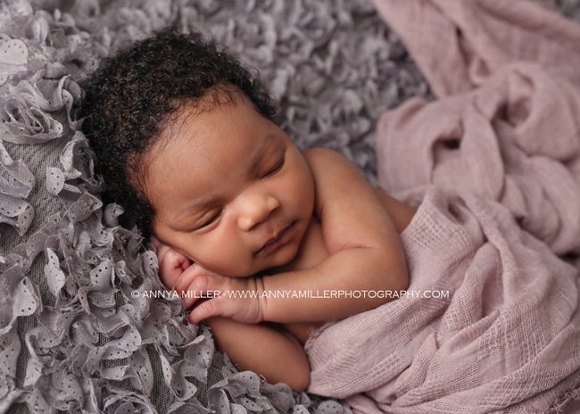 Newborn baby girl by Durham newborn photographer Annya Miller 