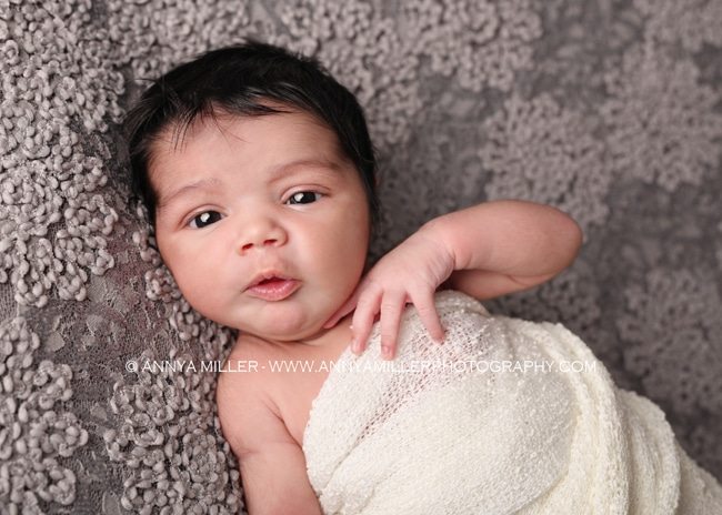 Ajax newborn photography of brand new baby girl