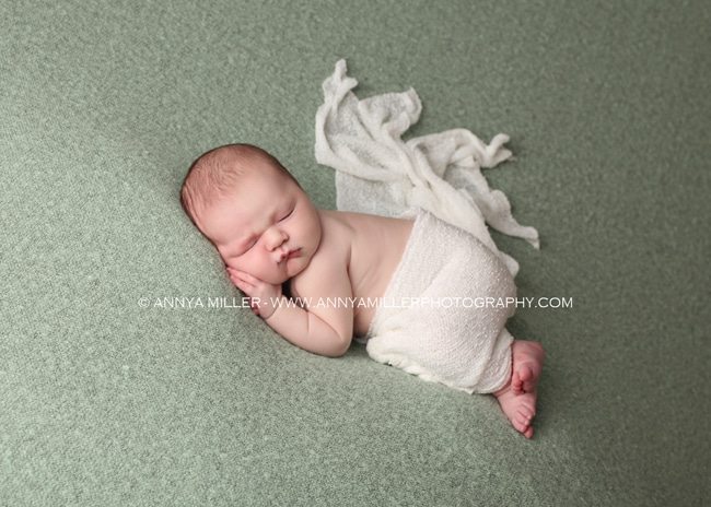 Portrait of 1 week old boy by Pickering newborn photographer Annya Miller