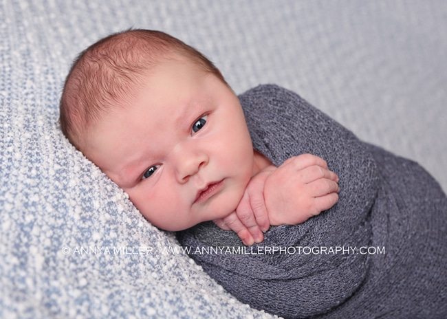 Portrait of 1 week old boy by Pickering newborn photographer Annya Miller