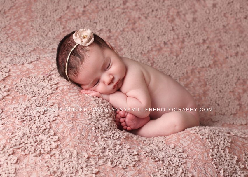 Portrait of baby girl by Whitby newborn photographer Annya Miller 