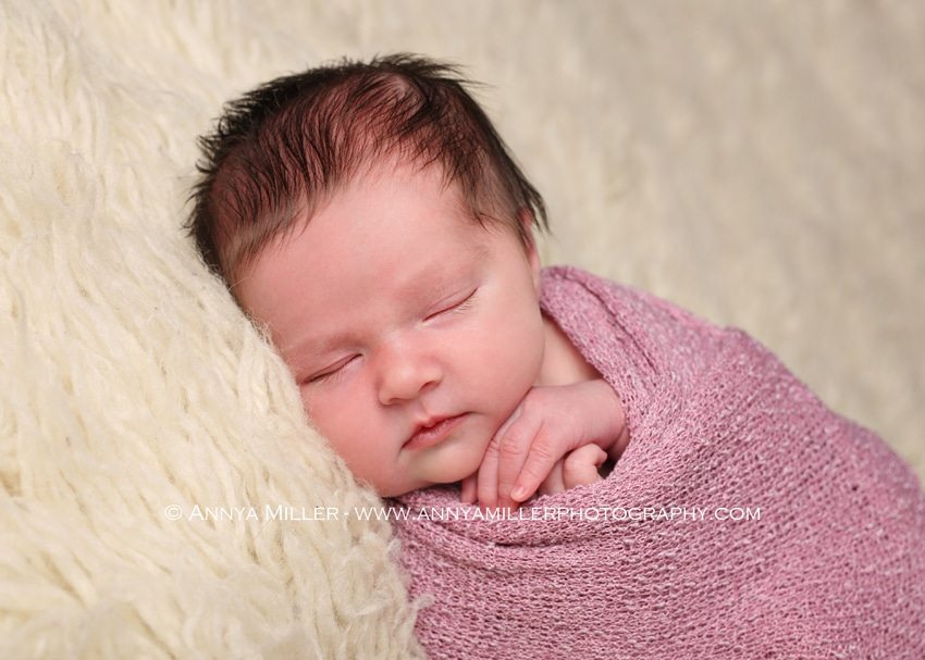 Portraits of brand new baby girl by Ajax newborn photographer Annya Miller 