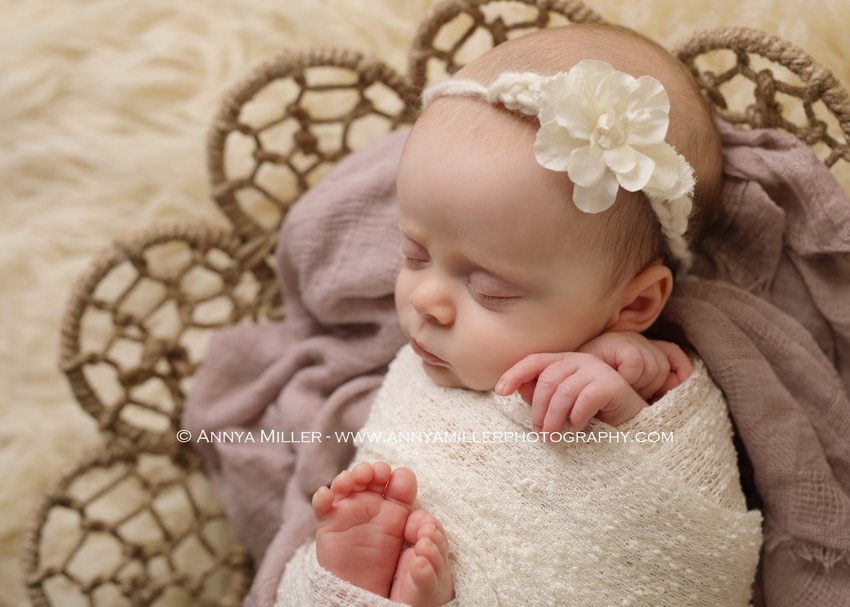 Gorgeous portrait of newborn baby by TO newborn photographer Annya Miller