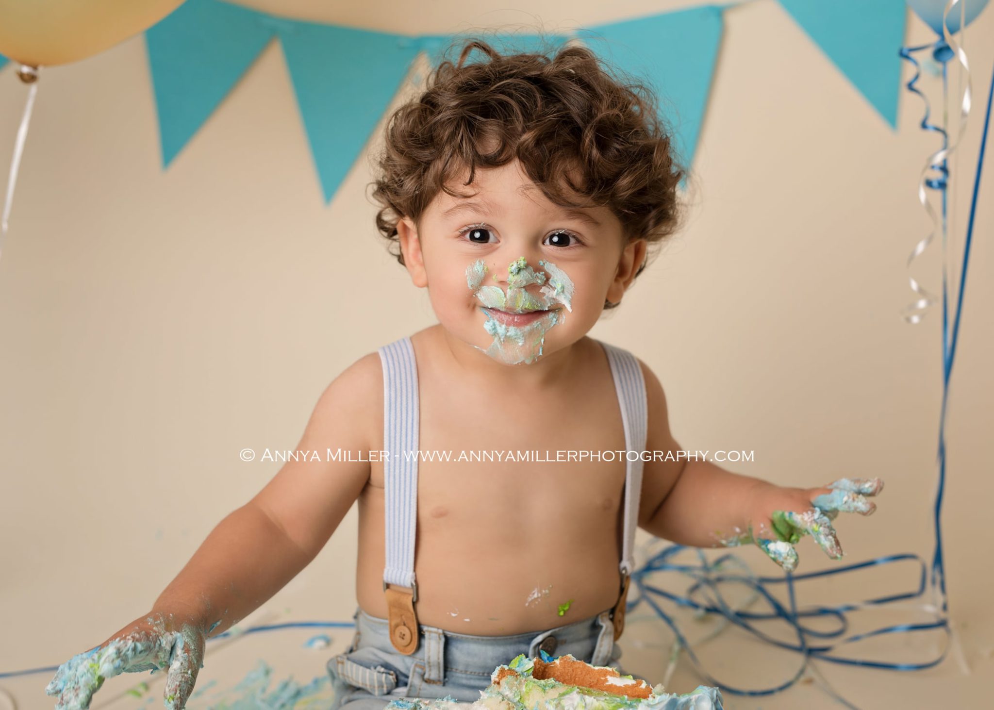 First birthday portraits by Pickering cake smash photographer Annya Miller