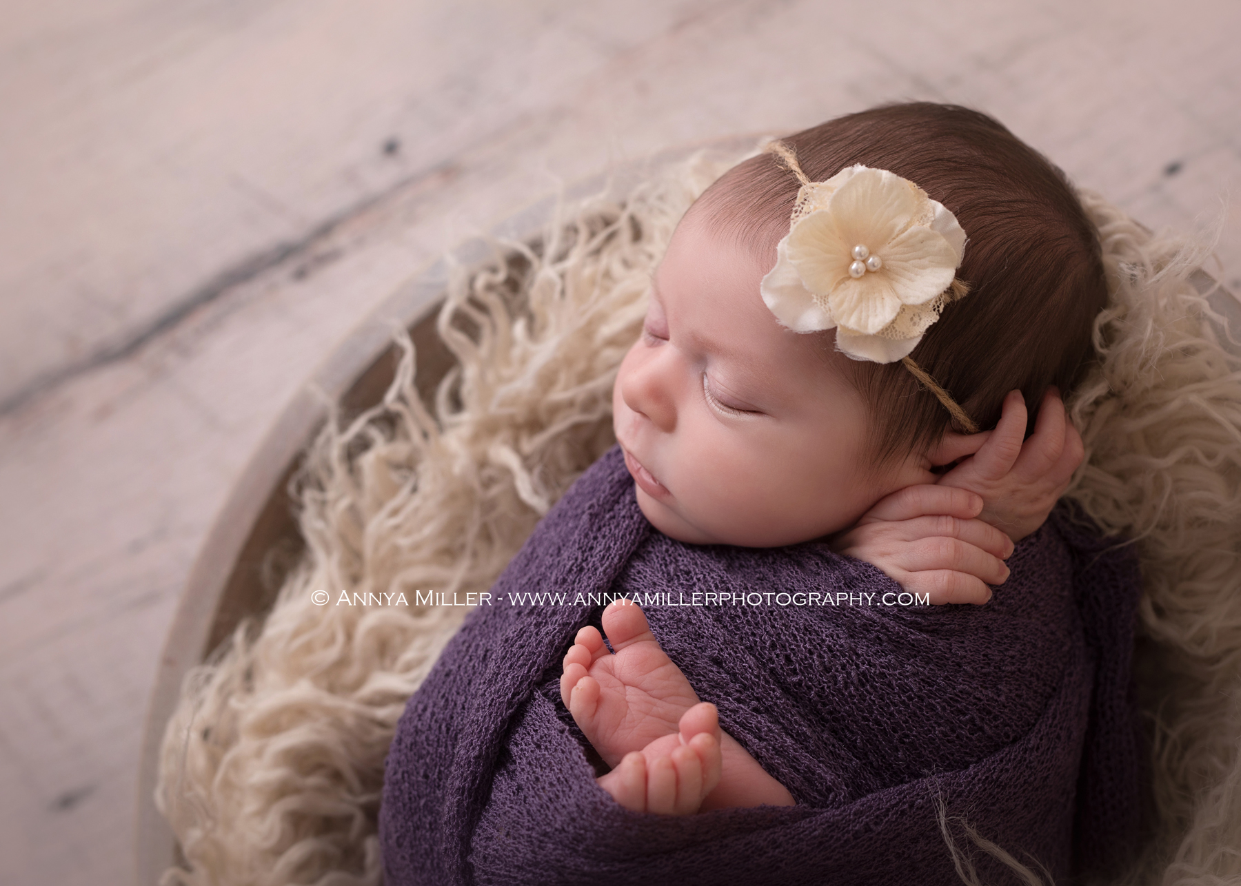 Portraits of a new baby girl by newborn photographer near me Annya Miller of Pickering