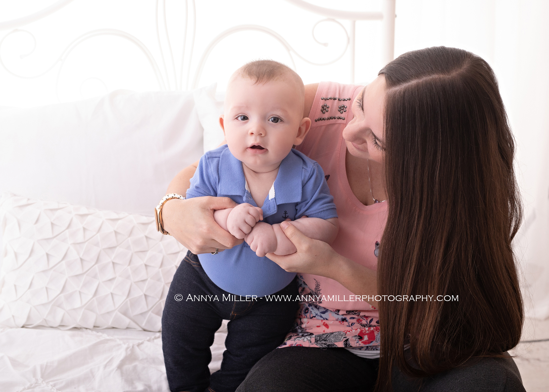 Mommy and me photo session of 4 month old baby with his Mom by Durham Region photographer Annya Miller