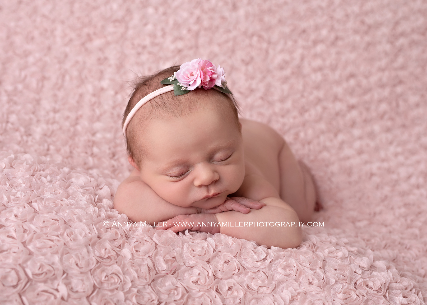 Photos of brand new baby girl by Whitby newborn photographer Annya Miller of Durham Region