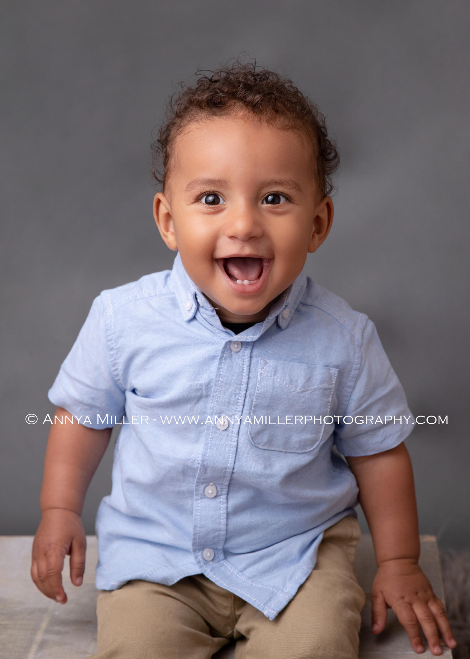 First birthday portraits of little boy by Pickering baby photographer Annya Miller