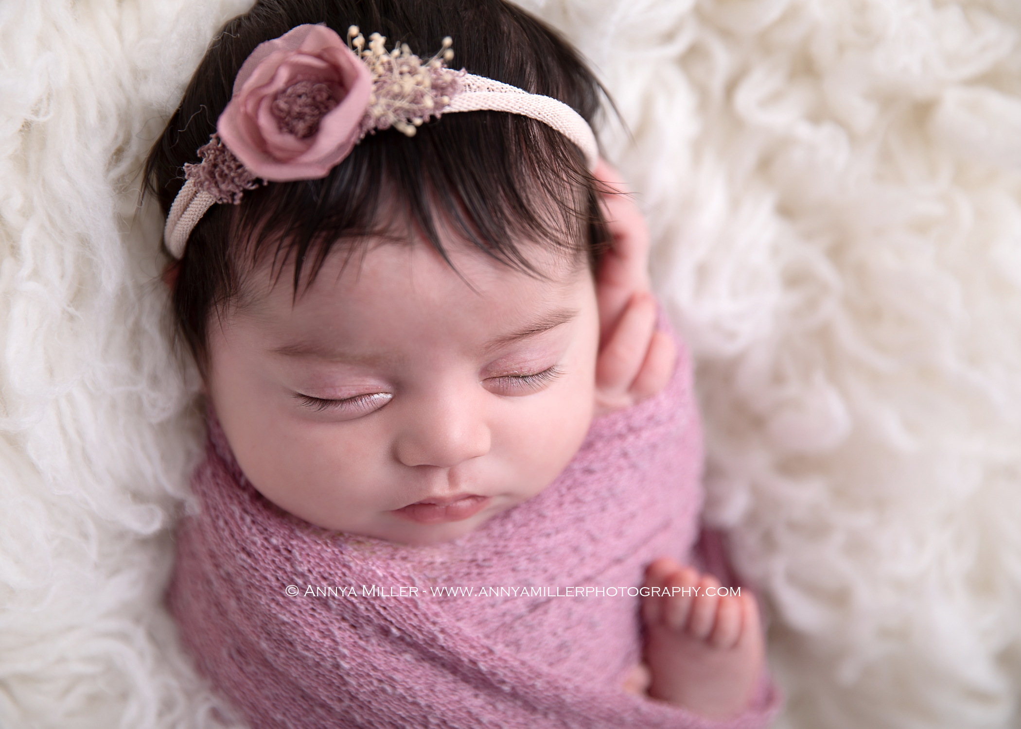 Newborn portraits of baby girl by Durham newborn photographer Annya Miller