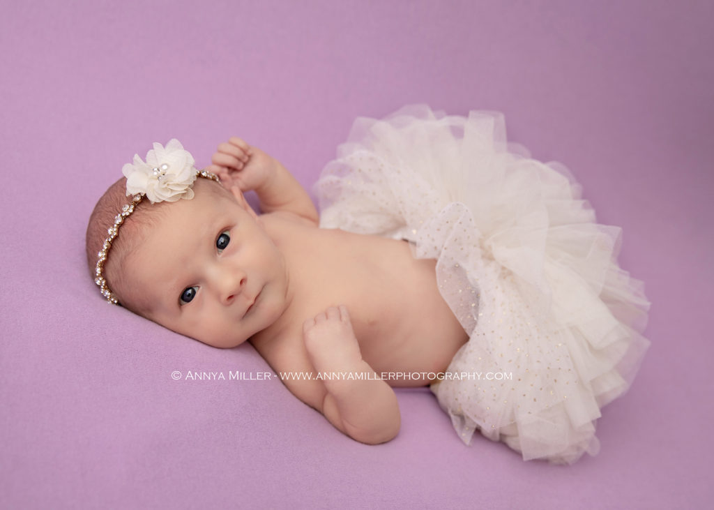 Photo of newborn baby girl by Pickering Newborn photographer Annya Miller