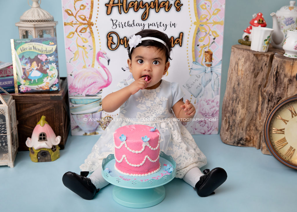 Alice in Wonderland themed Toronto cake smash photography