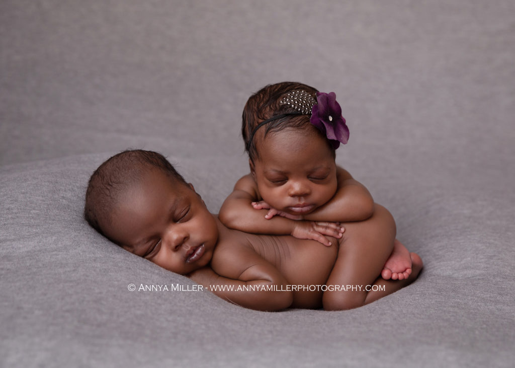 Portrait of twin babies by Toronto newborn twin photographer Annya Miller